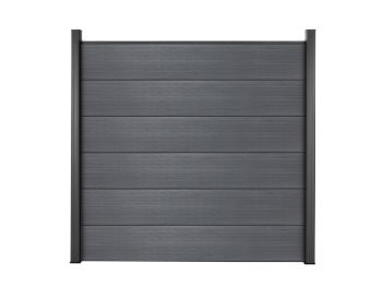 WPC Sichtschutzzaun Komplett-Set XL Dielen (Co-Extruded) grau mit ALU Pfosten