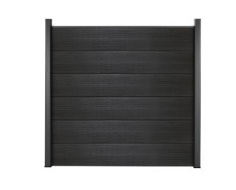WPC Sichtschutzzaun Komplett-Set XL Dielen (Co-Extruded) dunkelgrau mit ALU Pfosten